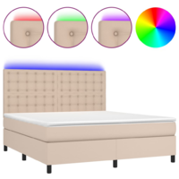 vidaXL cappuccino színű műbőr rugós ágy matraccal és LED-del 180x200cm (3135962)