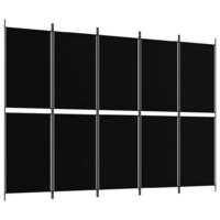 vidaXL 5 paneles fekete szövet térelválasztó 250x180 cm (350221)