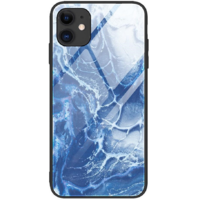 Wooze Apple iPhone XS Max, Szilikon védőkeret, edzett üveg hátlap, márvány minta, Wooze FutureCover, kék (91402)