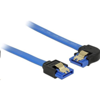 DeLock Delock 84984 SATA-kábel 6 Gb/s egyenes -> balra néző, fém rögzítő, kék, 30cm (84984)