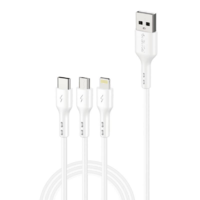 Foneng Foneng X36 USB-A - USB-C/Lightning/MicroUSB kábel 2m fehér (6970462515333) (6970462515333)