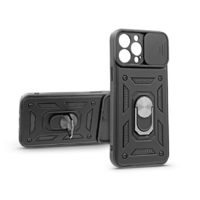 Haffner Haffner iPhone 13 Pro Max ütésálló műanyag hátlap gyűrűvel és kameravédővel fekete (PT-6757) (PT6757)