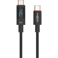 Ansmann Ansmann 1700-0176 USB-C apa - USB-C apa 2.0 Adat és töltőkábel - Fekete (1.2m) (1700-0176)