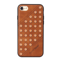 FIERRE SHANN FIERRE SHANN műanyag telefonvédő (bőr hatású hátlap, szegecses) BARNA [Apple iPhone SE 3 (2022)] (5996457817412)