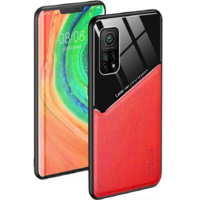 Wooze Samsung Galaxy A03 Core SM-A032F, Szilikon tok, bőr és plexi hátlap, közepesen ütésálló, mágneses tartóval kompatibilis, Wooze Texture, piros (120496)