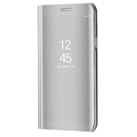 TokShop Samsung Galaxy M31 SM-M315F, Oldalra nyíló tok, hívás mutatóval, Smart View Cover, ezüst (utángyártott) (95759)