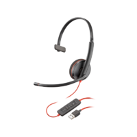 HP HP Poly Blackwire 3210 (USB Type-A) Vezetékes Mono Headset - Fekete/Piros (BULK) (80S01A6)