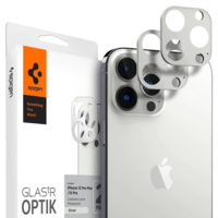 Spigen Apple iPhone 13 Pro / 13 Pro Max, Kamera lencsevédő fólia, ütésálló fólia, Tempered Glass (edzett üveg), Spigen Glastr Optik, ezüst, 2 db / csomag (121435)