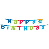 Godan Godan Boldog születésnapot! feliratos girland - Kék, 1,8 m (PF-GHBN) (PF-GHBN)