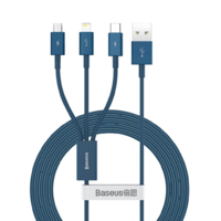 Baseus Baseus Superior Series 3 az 1-ben USB kábel, USB-Micro USB, USB-C, Lightning, 3,5 A, 1.2 m, kék (CAMLTYS-03) (CAMLTYS-03)