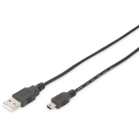 Digitus Digitus USB 2.0 Csatlakozókábel [1x USB 2.0 dugó, A típus - 1x USB 2.0 dugó, mini B típus] 1.80 m Fekete Kerek, Kettős árnyékolás (DB-300130-018-S)