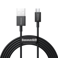 Baseus USB töltő- és adatkábel, microUSB, 200 cm, 2000 mA, törésgátlóval, gyorstöltés, Baseus Superior, CAMYS-A01, fekete (RS122045)