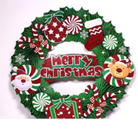 IRIS Iris 3D karácsonyi koszorú mintás karton dekoráció zöld (020-02) (is020-02)