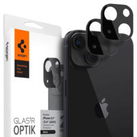 Spigen Apple iPhone 13 Mini / 13, Kamera lencsevédő fólia, ütésálló fólia, Tempered Glass (edzett üveg), Spigen Glastr Optik, fekete, 2 db / csomag (121433)