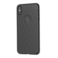 Hoco HOCO ADMIRE szilikon telefonvédő (ultravékony, 0.8 mm, lyukacsos, rombusz minta, logó kivágás) FEKETE [Apple iPhone XS Max 6.5] (5996457830084)