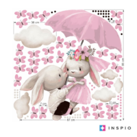 INSPIO Falmatrica - Rózsaszín esernyőn repülő nyuszik (9522f)