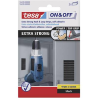 TESA On & Off Tesa öntapadós tépőzár, tépőzáras ragasztószalag, extra erős 100 mm x 50 mm fekete TESA On & Off 55228-00-01 (55228-00-01)