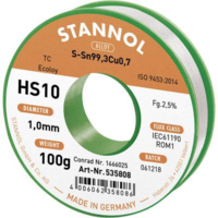 Stannol Forrasztóón, ólommentes Ólommentes, Tekercs Stannol HS10 2,5% 1,0MM SN99,3CU0,7 CD 100G SN99,3Cu0,7 100 g 1 mm (631906)