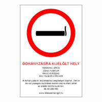 N/A Dohányzásra kijelölt hely (4 nyelvű) (DKRF-TIL-1672-1)