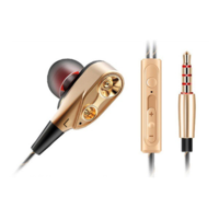 QKZ QKZ fülhallgató SZTEREO (3.5mm jack, mikrofon, felvevő gomb, 2 pár fülgumi, mélyhang kiemelő, dupla hangszóró) ROZÉARANY (CK8_G) (CK8_G)
