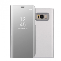 TokShop Samsung Galaxy S8 SM-G950, Oldalra nyíló tok, hívás mutatóval, Smart View Cover, ezüst (utángyártott) (RS71798)
