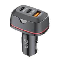 Budi Budi USB-A + 2xUSB-C autós töltő 60W szürke (616R) (B616R)
