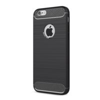 gigapack Szilikon telefonvédő (közepesen ütésálló, légpárnás sarok, szálcsiszolt, karbon minta, logo kivágás) FEKETE [Apple iPhone 6S 4.7] (5996457672868)