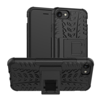 gigapack Defender műanyag telefonvédő (közepesen ütésálló, szilikon belső, kitámasztó, autógumi minta) FEKETE [Apple iPhone SE 3 (2022)] (5996457662463)