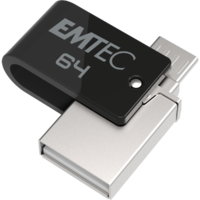 Emtec Emtec 64GB T260B Mobile & Go USB-A/Micro USB 2.0 Pendrive - Fekete (ECMMD64GT262B)