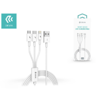 Devia Devia USB töltőkábel 1,2 m-es vezetékkel - Devia Smart Series 3in1 for Lightning/Android/Type-C - 2A - white (ST329975)