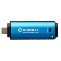 Kingston Kingston Technology IronKey Vault Privacy 50 USB flash meghajtó 256 GB USB C-típus 3.2 Gen 1 (3.1 Gen 1) Fekete, Kék (IKVP50C/256GB)