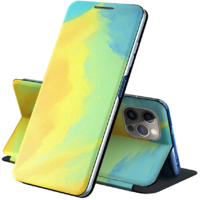 Wooze Samsung Galaxy A42 5G / M42 5G SM-A426B / M426B, Oldalra nyíló tok, stand, festék minta, Wooze Flashy Colors, színes/sárga (108264)