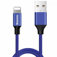 Baseus USB töltő- és adatkábel, Lightning, 120 cm, 2000 mA, törésgátlóval, gyorstöltés, cipőfűző minta, Baseus Yiven, CALYW-13, kék (RS122075)