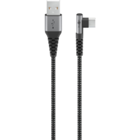 Goobay Goobay USB-A apa - USB-C apa 90 fokos Adat és töltő kábel - Szürke (1m) (64656)