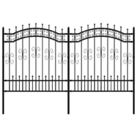 vidaXL fekete porszórt acél kerti kerítés lándzsa hegyekkel 165 cm (151086)