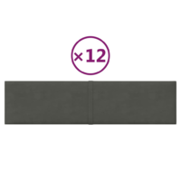 vidaXL 12 db sötétszürke bársony fali panel 60x15 cm 1,08 m² (344064)