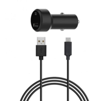 XQISIT XQISIT autós töltő USB-A aljzat (5V/2.4A, gyorstöltő + microUSB kábel) fekete (31527) (31527)