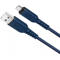 Hoco USB töltő- és adatkábel, microUSB, 100 cm, 2400 mA, törésgátlóval, gyorstöltés, QC, cipőfűző minta, Hoco X59 Victory, sötétkék (RS137786)