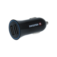 Swissten Swissten 20110908 2x USB Type-A 12-24V Autós Töltő + 1.2m USB Type-C kábel - Fekete (5V / 2.4A) (SW-CCH-2.4ATYPC-B)