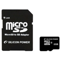 Silicon Power Silicon Power 8GB Micro Secure Digital Card CL10 + SD adapter (SP008GBSTH010V10-SP)