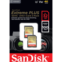 Sandisk 32GB SDHC Sandisk Extreme Plus memória kártya CL10 U3 V30 2db/cs (SDSDXWT-032G-GNCI2) (SDSDXWT-032G-GNCI2)