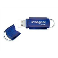 Integral Integral 32GB USB3.0 DRIVE COURIER BLUE UP TO R-100 W-30 MBS USB flash meghajtó USB A típus 3.2 Gen 1 (3.1 Gen 1) Kék, Ezüst (INFD32GBCOU)