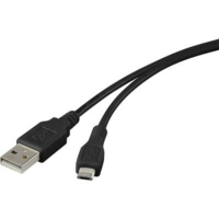 Renkforce USB 2.0 csatlakozókábel, 1x USB 2.0 dugó A - 1x USB 2.0 dugó mikro B, 1 m, fekete, aranyozott, renkforce (RF-4316220)