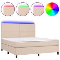vidaXL cappuccino színű műbőr rugós ágy matraccal és LED-del 180x200cm (3135842)