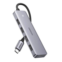 UGREEN UGREEN 4 az 1-ben USB-C hub 4xUSB-A + USB - C szürke (70336B) (70336B)