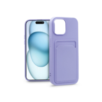 Haffner Apple iPhone 15 szilikon hátlap kártyatartóval - Card Case - lila (PT-6842)