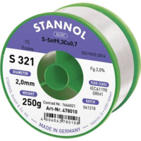 Stannol Stannol S321 2,0% 2,0MM SN99,3CU0,7 CD 250G Forrasztóón, ólommentes Ólommentes, Tekercs Sn99.3Cu0.7 250 g 2 mm (631915)