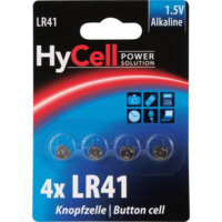 HyCell LR41 gombelem, alkáli mangán, 1,5V, 30 mAh, 4 db, HyCell AG3, V3GA, G3A, 3GA, 192, L736, LR736, RW87, GP192 (1516-0025)