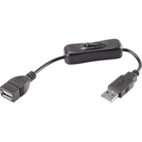 Renkforce USB hosszabbítókábel kapcsolóval, 1x USB 2.0 dugó A - 1x USB 2.0 alj A, 0,25 m, fekete, aranyozott, Renkforce (RF-3322982)