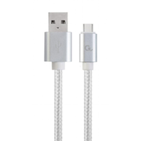 Gembird Gembird USB-A - Type-C harisnyázott kábel 1.8m ezüst-fehér (CCB-mUSB2B-AMCM-6-S) (CCB-mUSB2B-AMCM-6-S)